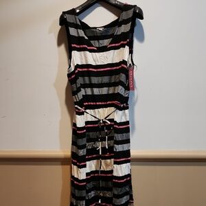 Merona Striped Midi Dress in Black, White, and Pink